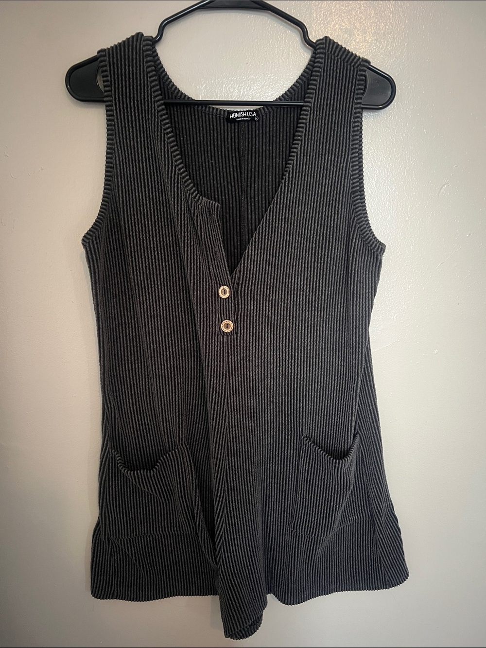 HEIMISH USA Charcoal Ribbed Knit Romper